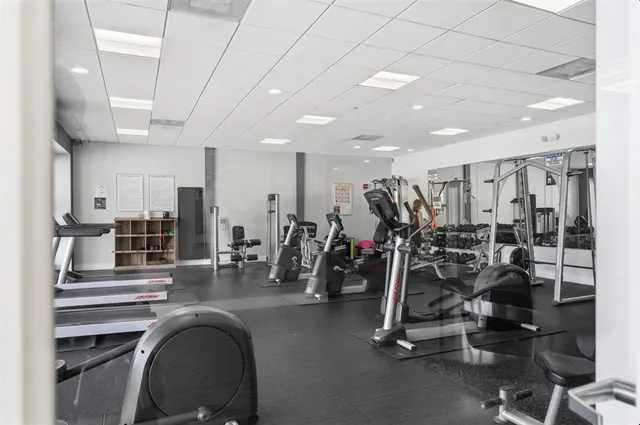 a view of a room with gym equipment
