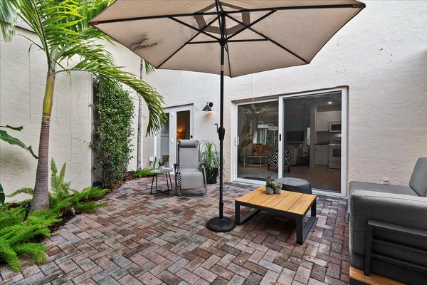 a outdoor space with a couch