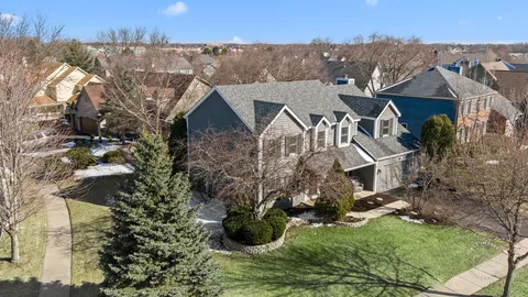 an aerial view of a house