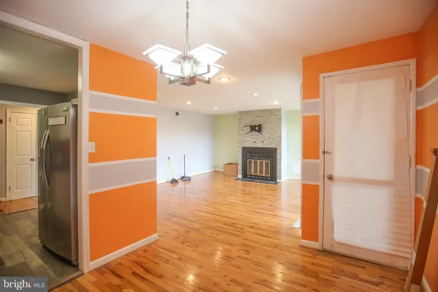 a view of a livingroom with a chandelier