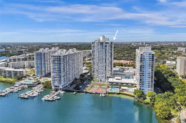 a view of a city with tall buildings