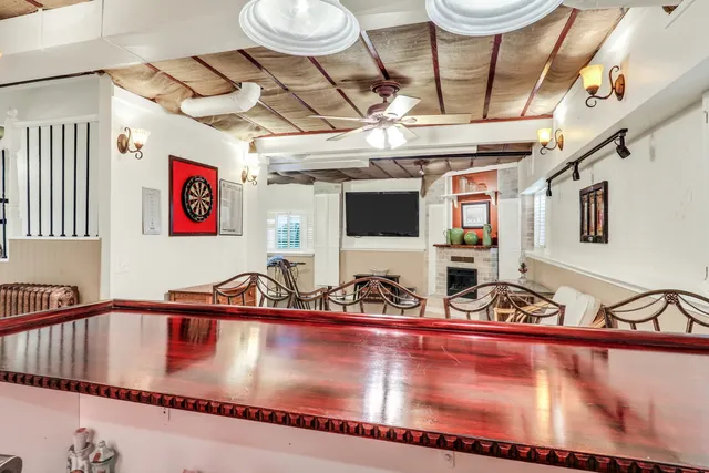 a view of a swimming pool with a lot of stuff