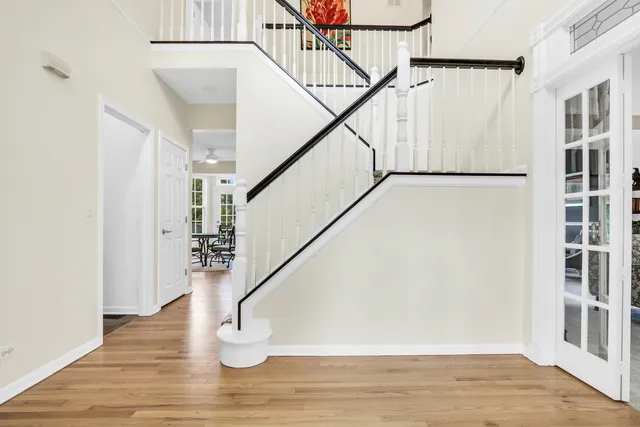 a view of entryway with wooden floor