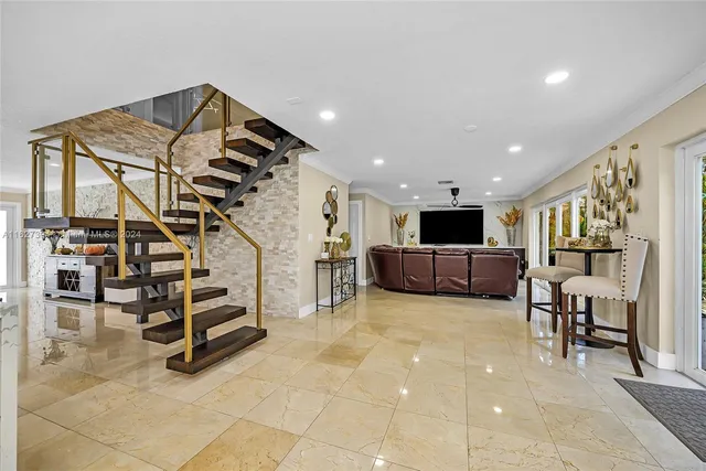 a living room with furniture