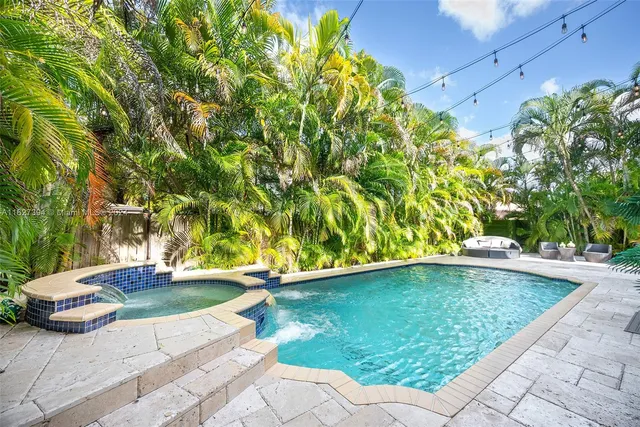 a backyard of a house with outdoor seating