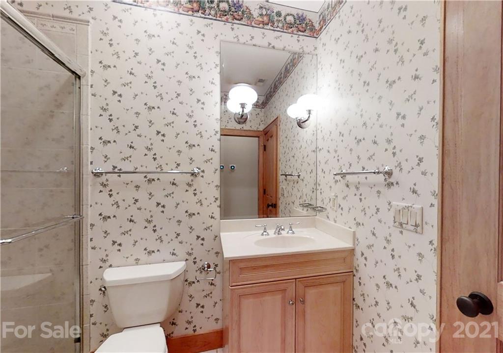 56 Devonshire Drive Mills River, NC 28759 - Photo 31 of 43 a bathroom with a sink a toilet and shower curtain