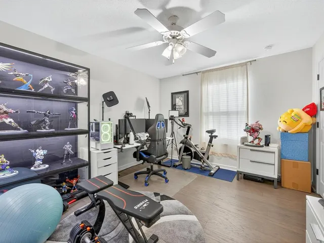 a view of a room with gym equipment