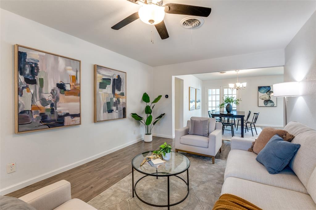 1209 Ridgeway Drive Richardson, TX 75080 - Photo 2 of 33 a living room with furniture and a wooden floor