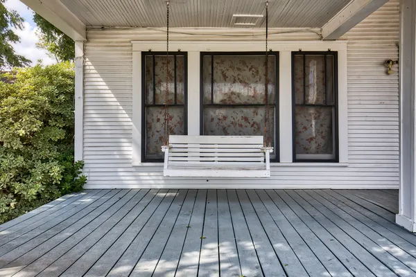 a view of a wooden deck