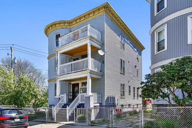 a front view of a building with street