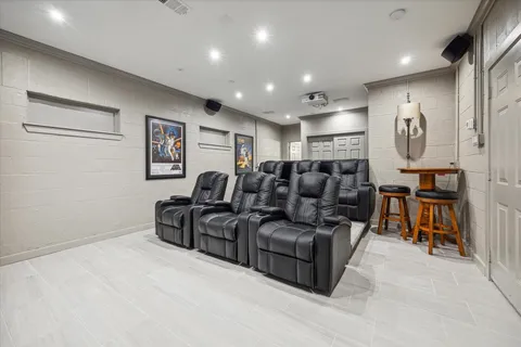 a backyard of a house with seating space