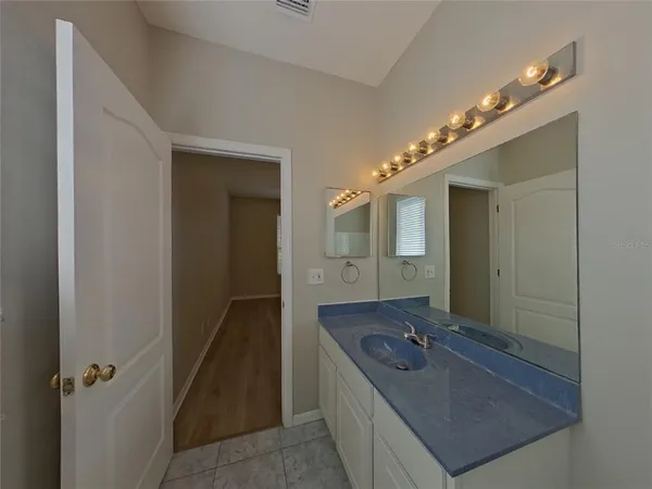 a bathroom with a sink a mirror and a shower