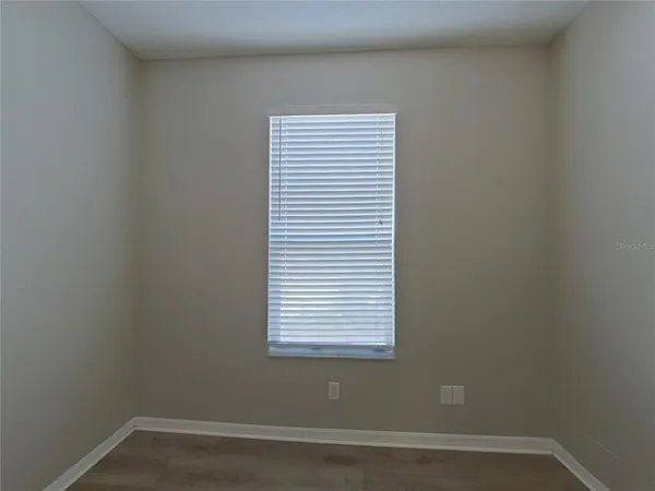 a view of a small space with a window