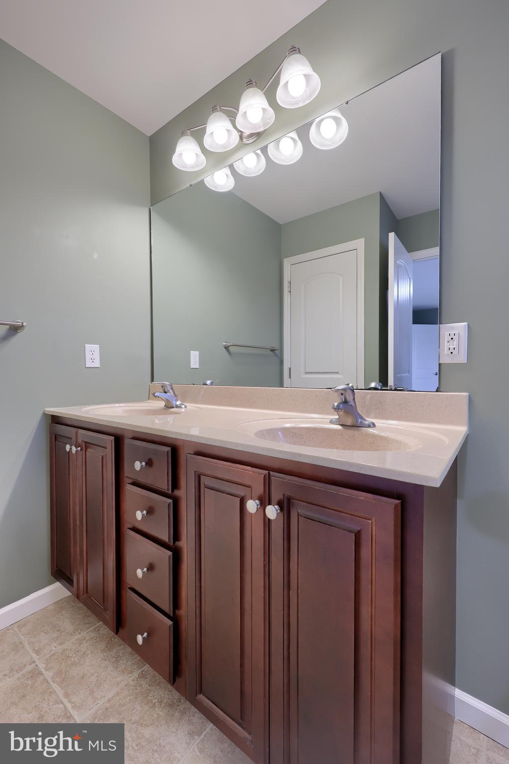 120 Baneberry Lane Lititz, PA 17543 - Photo 22 of 36 a bathroom with a double vanity sink and a mirror
