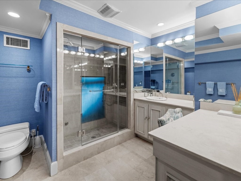 142 Crafts Road Brookline, MA 02467 - Photo 33 of 42 a bathroom with a sink a toilet and shower