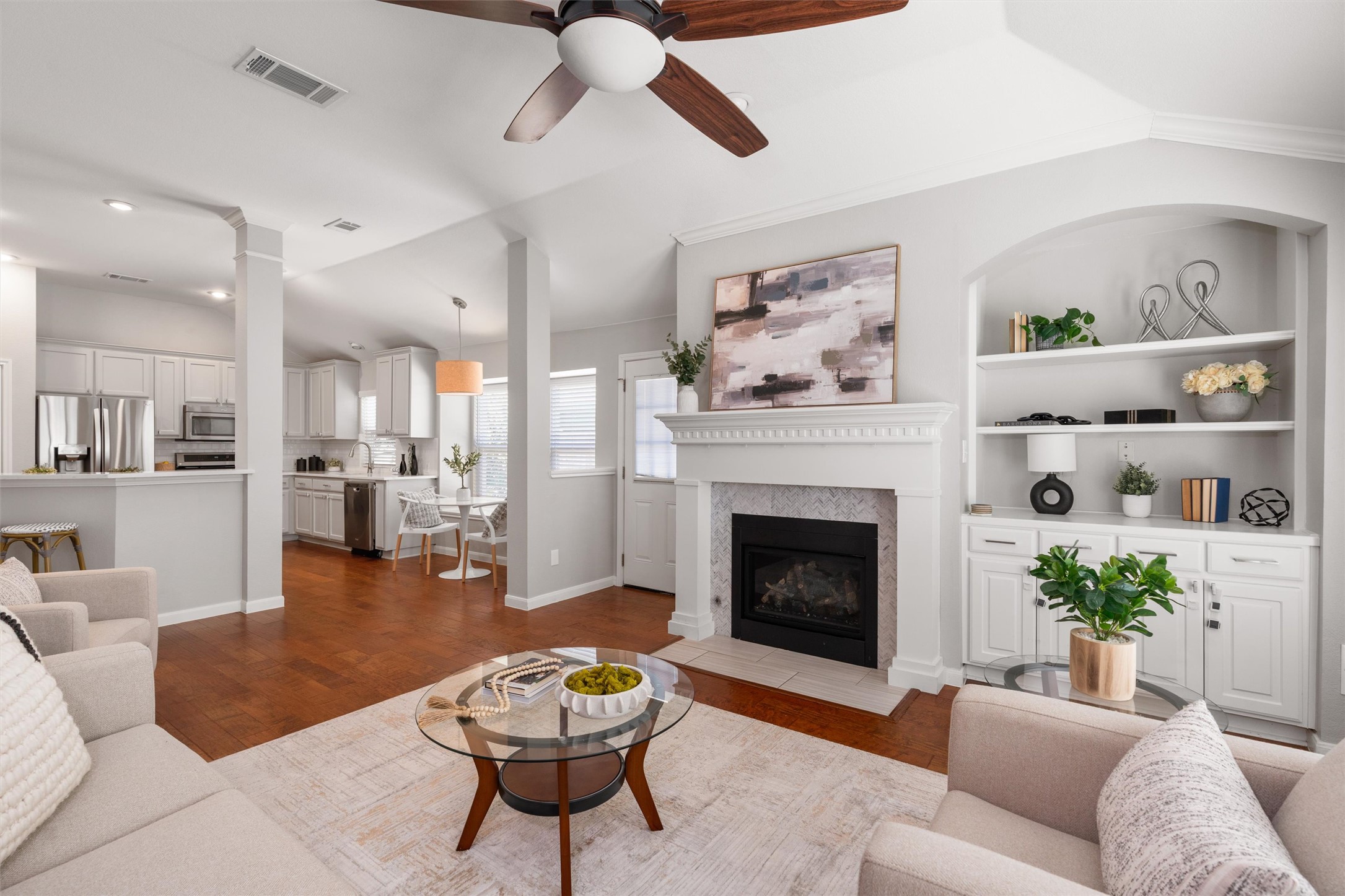 129 Summers Green Georgetown, TX 78633 - Photo 16 of 30 a living room with furniture and a fireplace