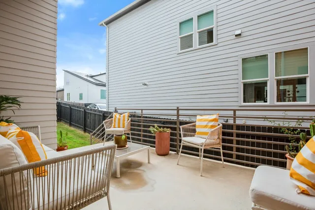 a view of porch with seating area