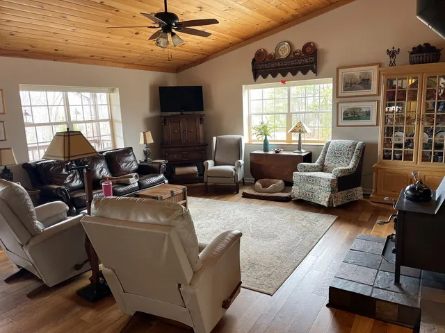 a living room with furniture