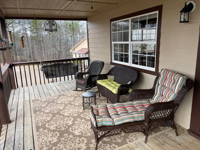 a building outdoor space with a couch