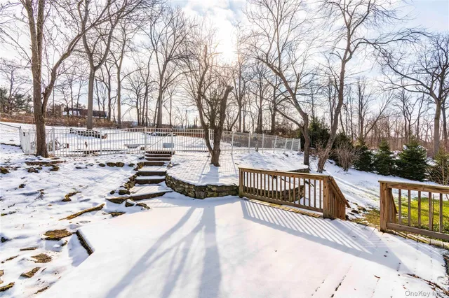 a view of road with snow on the road