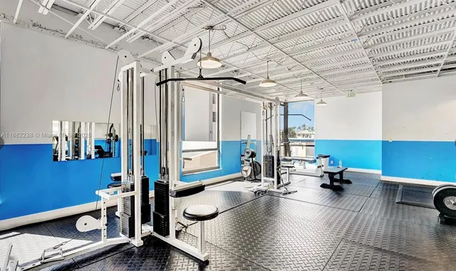 a room with gym equipment