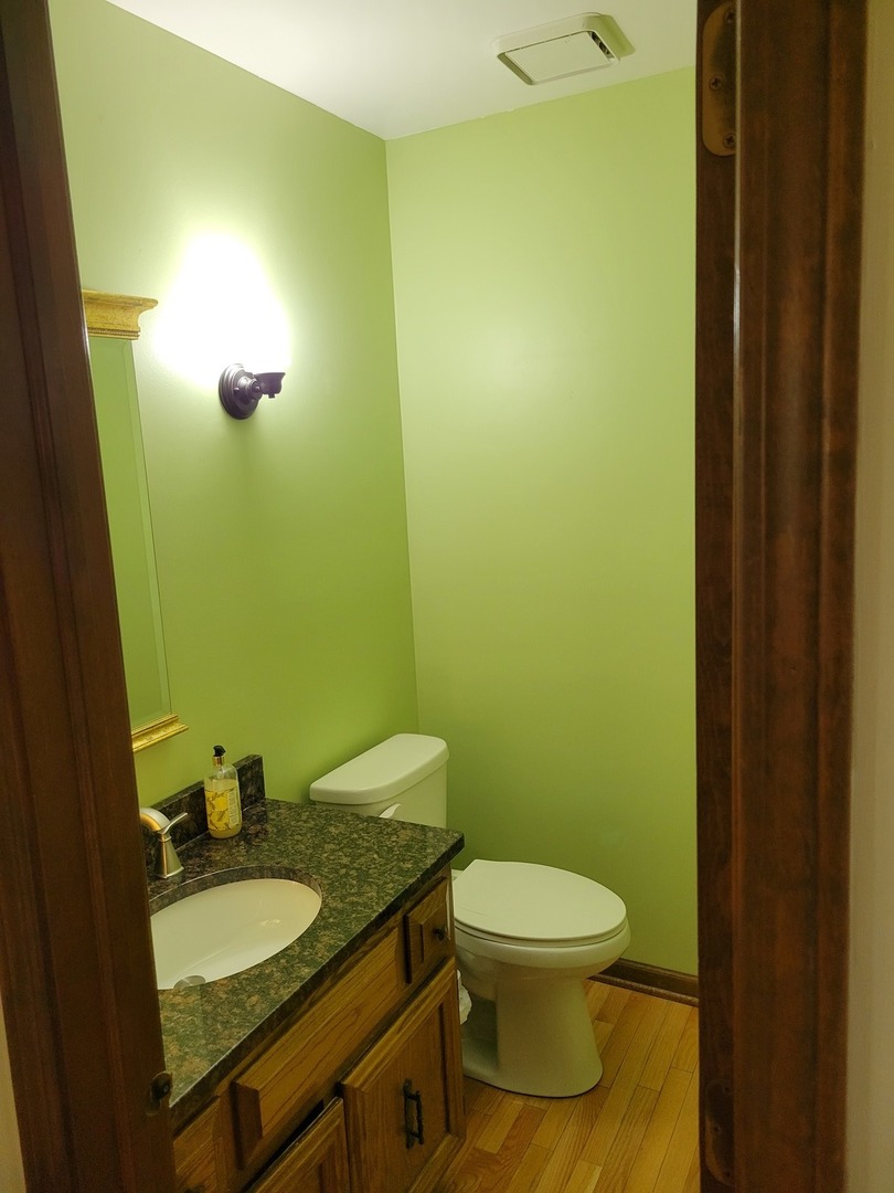 1263 Bainbridge Drive Naperville, IL 60563 - Photo 21 of 31 a bathroom with a granite countertop toilet and a sink
