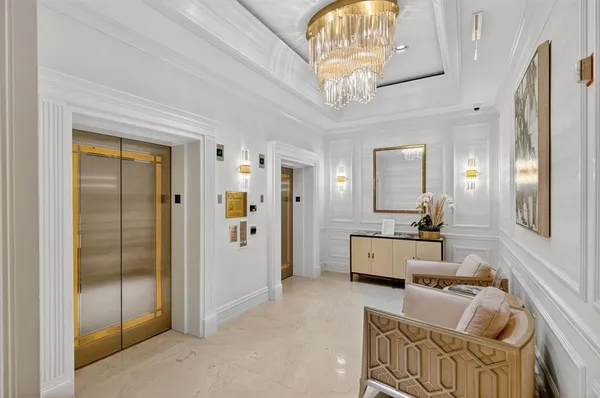 a view of a hallway with a elevator