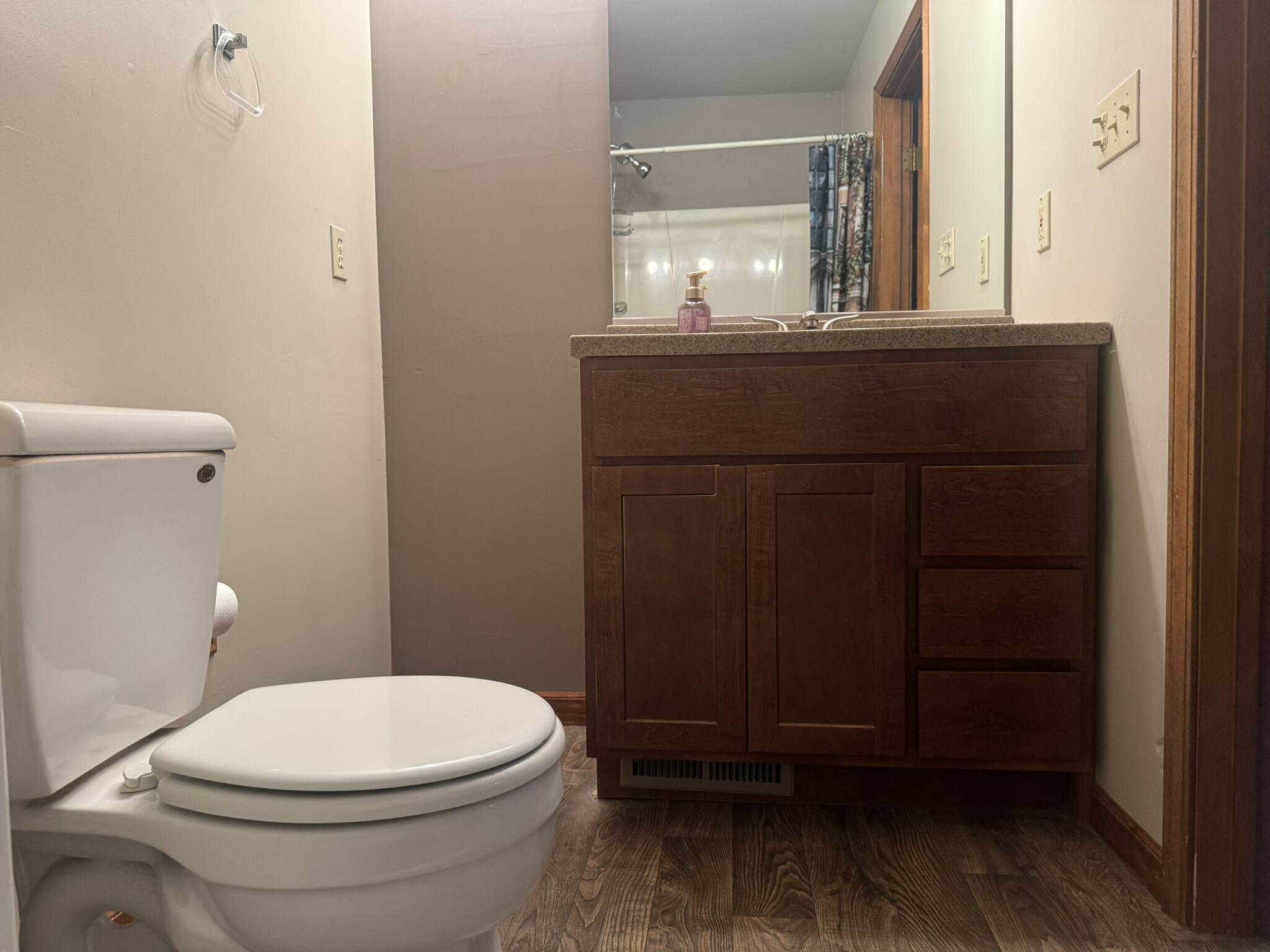 641 D Begonia Street Southeast De Motte, IN 46310 - Photo 33 of 39 a bathroom with a toilet a sink and mirror