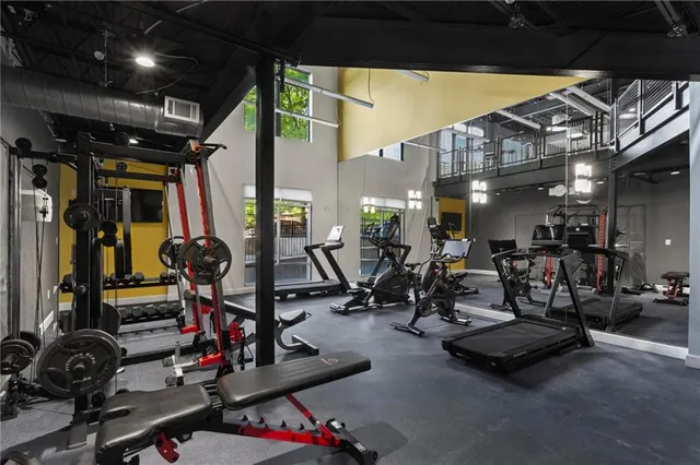 a view of a room with gym equipment