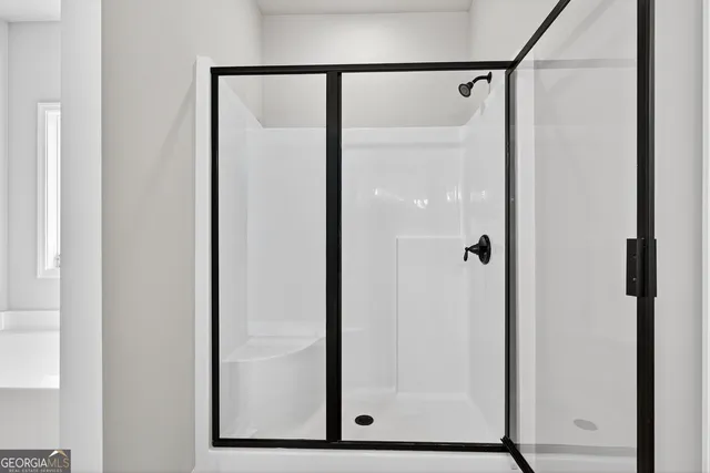 a view of a glass door