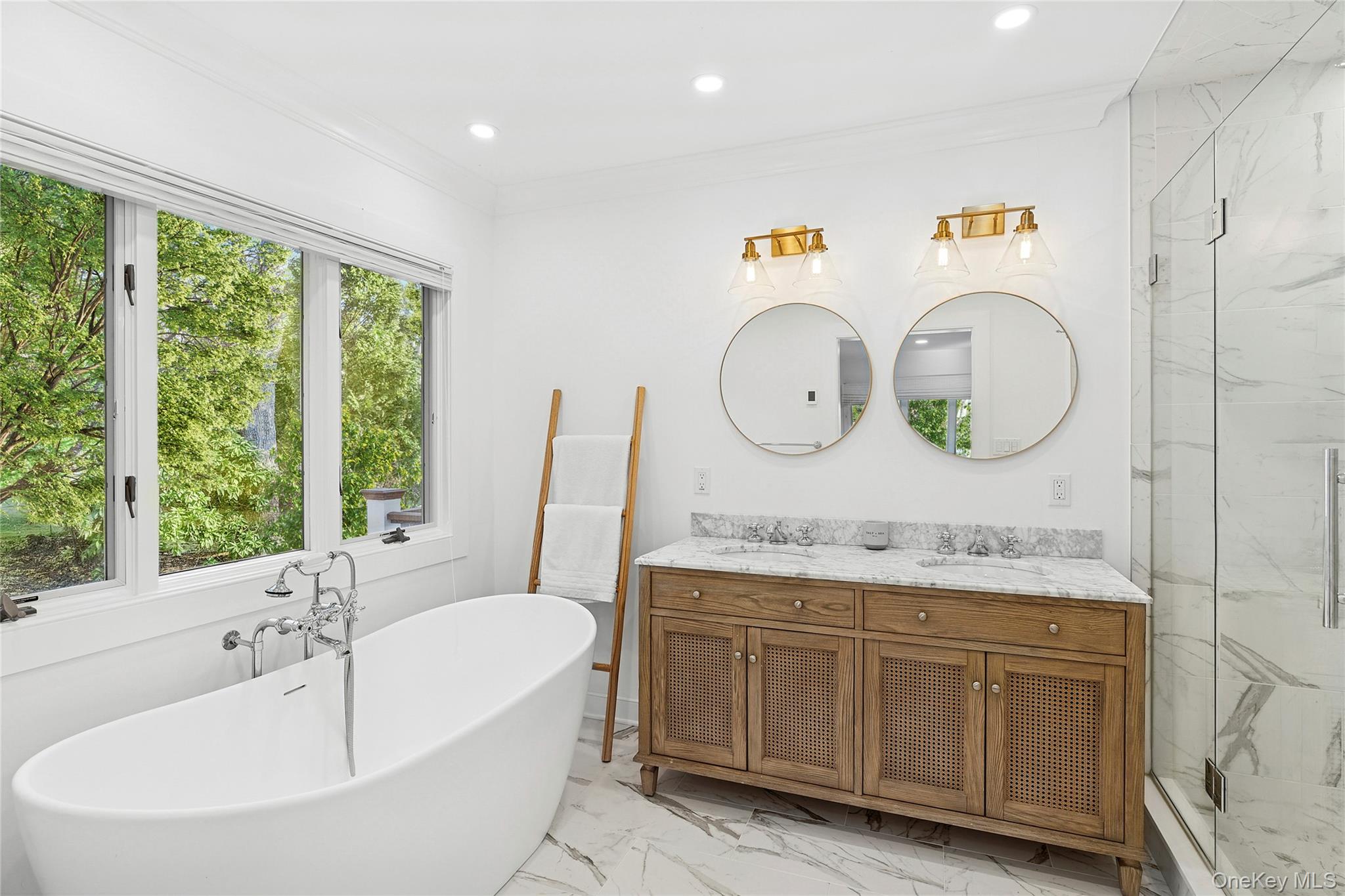 47 Bridle Path Remsenburg, NY 11960 - Photo 11 of 18 a bathroom with a tub sink and mirror
