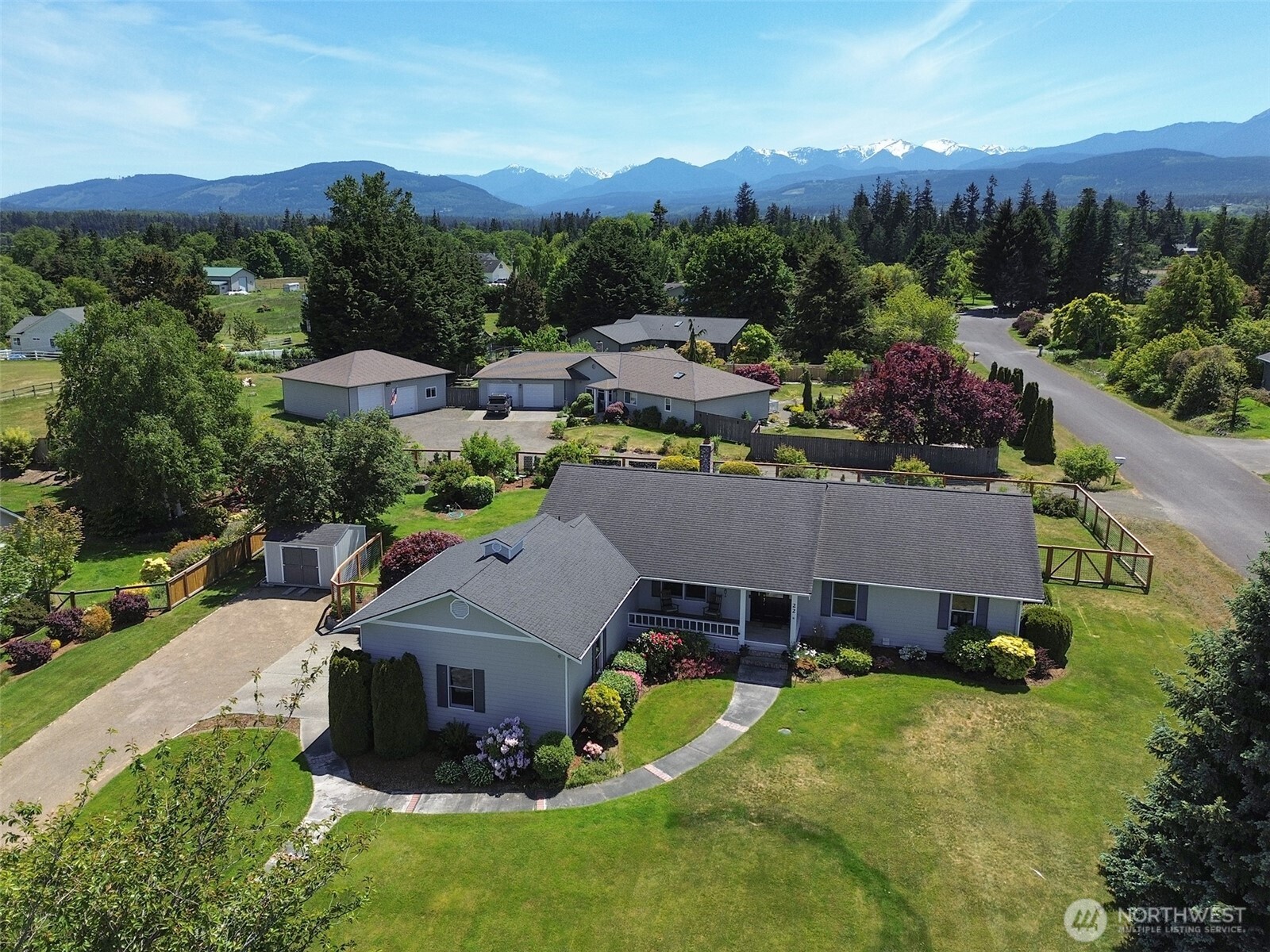 an aerial view of a house