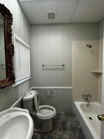 a bathroom with a toilet a sink and mirror