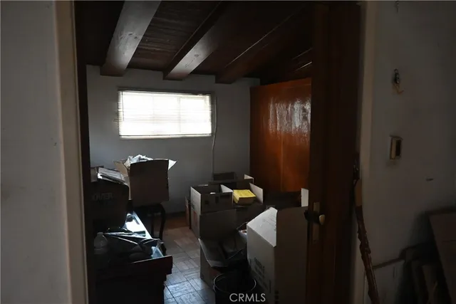 a view of workspace with bathroom