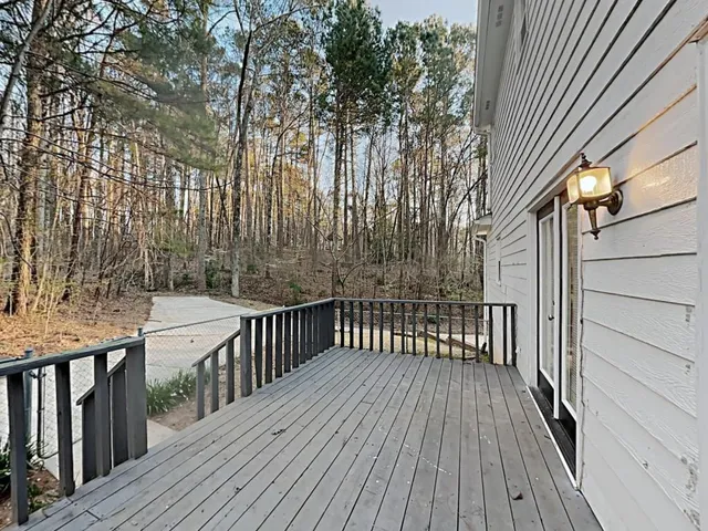 a view of wooden deck