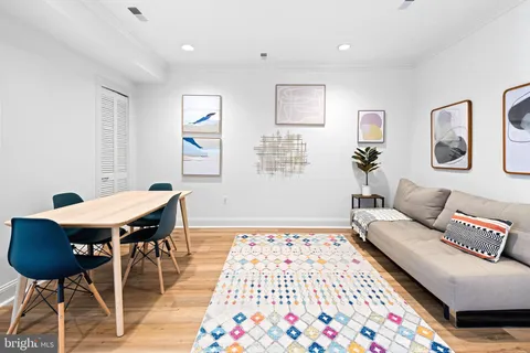 a living room with a couch and a table