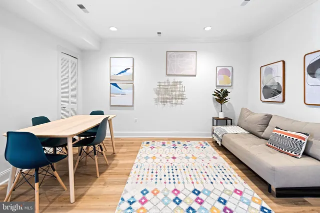 a living room with a couch and a table