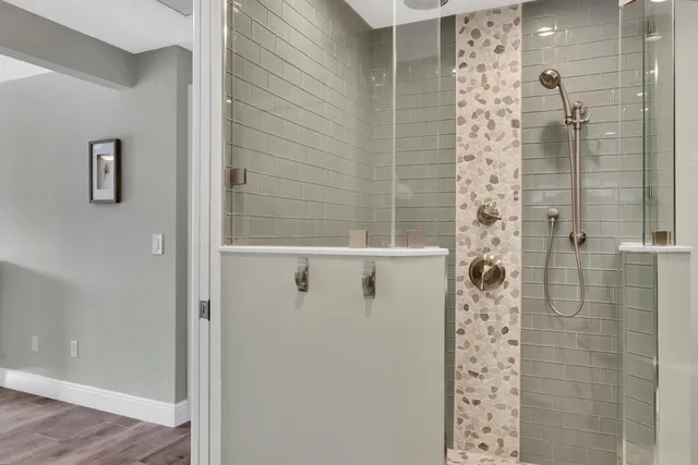 a bathroom with a shower