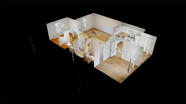 a picture of a park with an bench