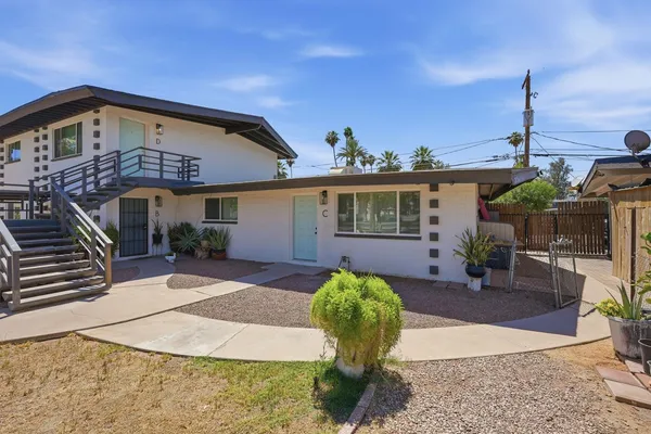 a view of a house with a patio