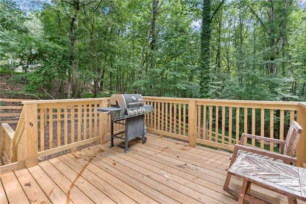 a view of a wooden deck