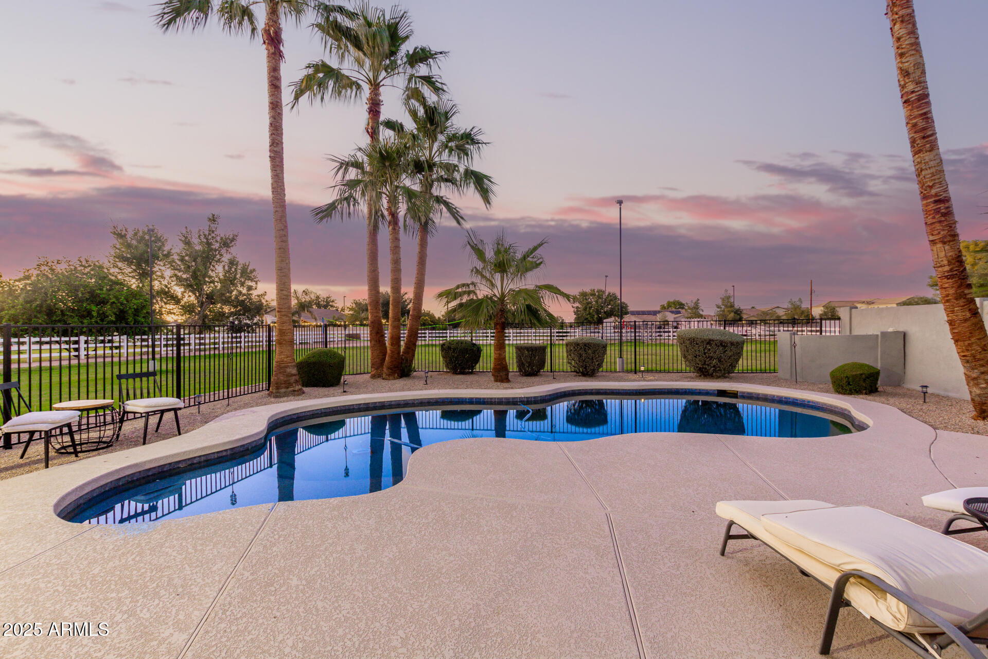 4273 South 165th Way Gilbert, AZ 85297 - Photo 41 of 56 a view of a balcony with a potted plant and palm trees