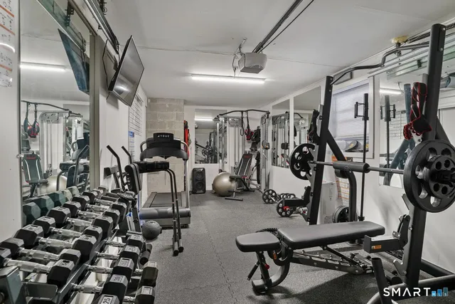a view of a room with gym equipment