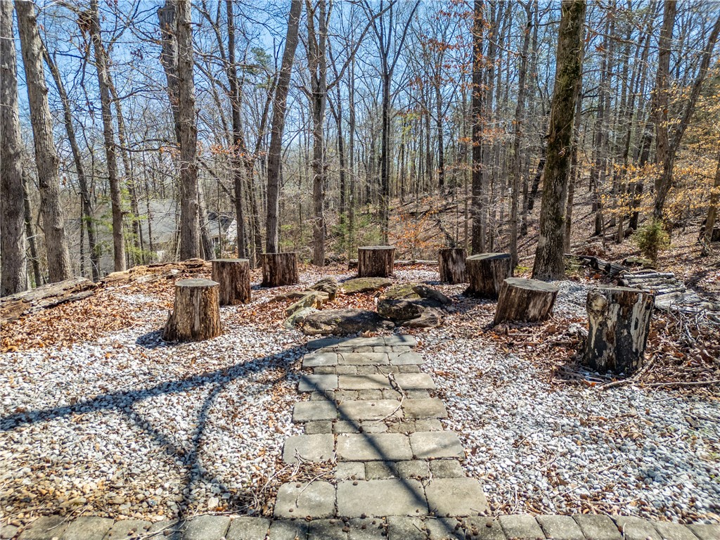 204 Riverlake Road Fair Play, SC 29643 - Photo 44 of 50 An inviting fire pit area in a natural, wooded setting, perfect for outdoor gatherings.