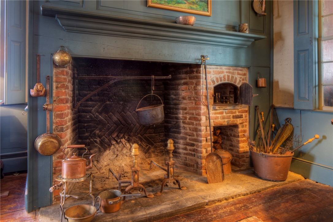 119 Spring Street Newport, RI 02840 - Photo 8 of 24 Fireplace was re-installed by the current owners using the demarcations on the floor. Antique bricks from antique homes ( that were sadly torn down ) were recycled here.