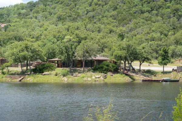 a view of a lake with houses