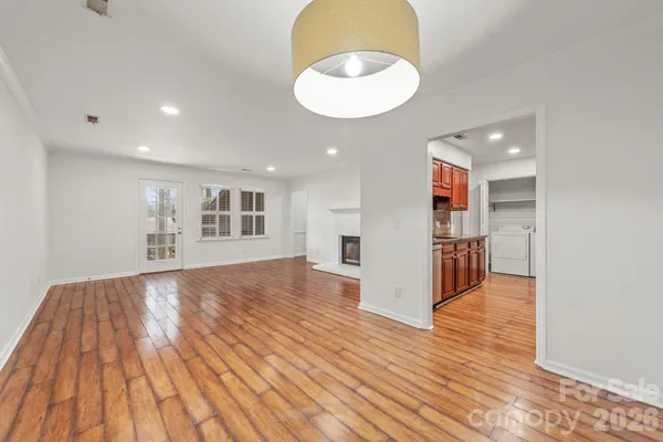 a view of livingroom with wooden floor