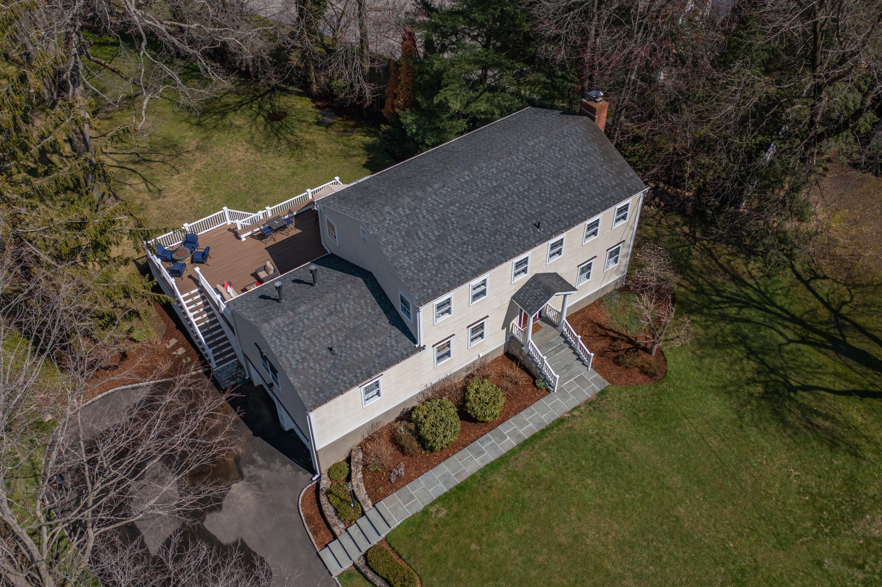 9 Duffy's Lane Darien, CT 06820 - Photo 39 of 42 an aerial view of a house with a yard
