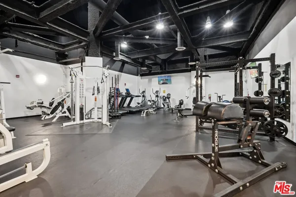 a view of a room with gym equipment