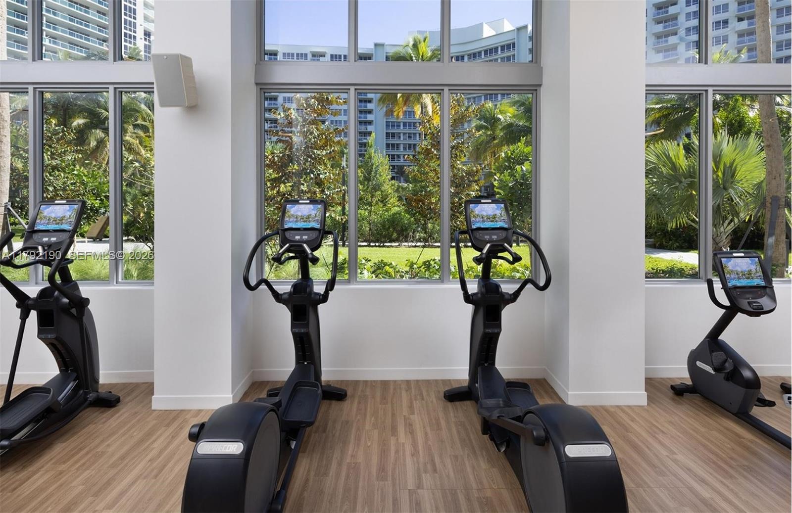 1500 Bay Road, Unit 1528S Miami Beach, FL 33139 - Photo 18 of 29 a view of gym equipment with wooden floor